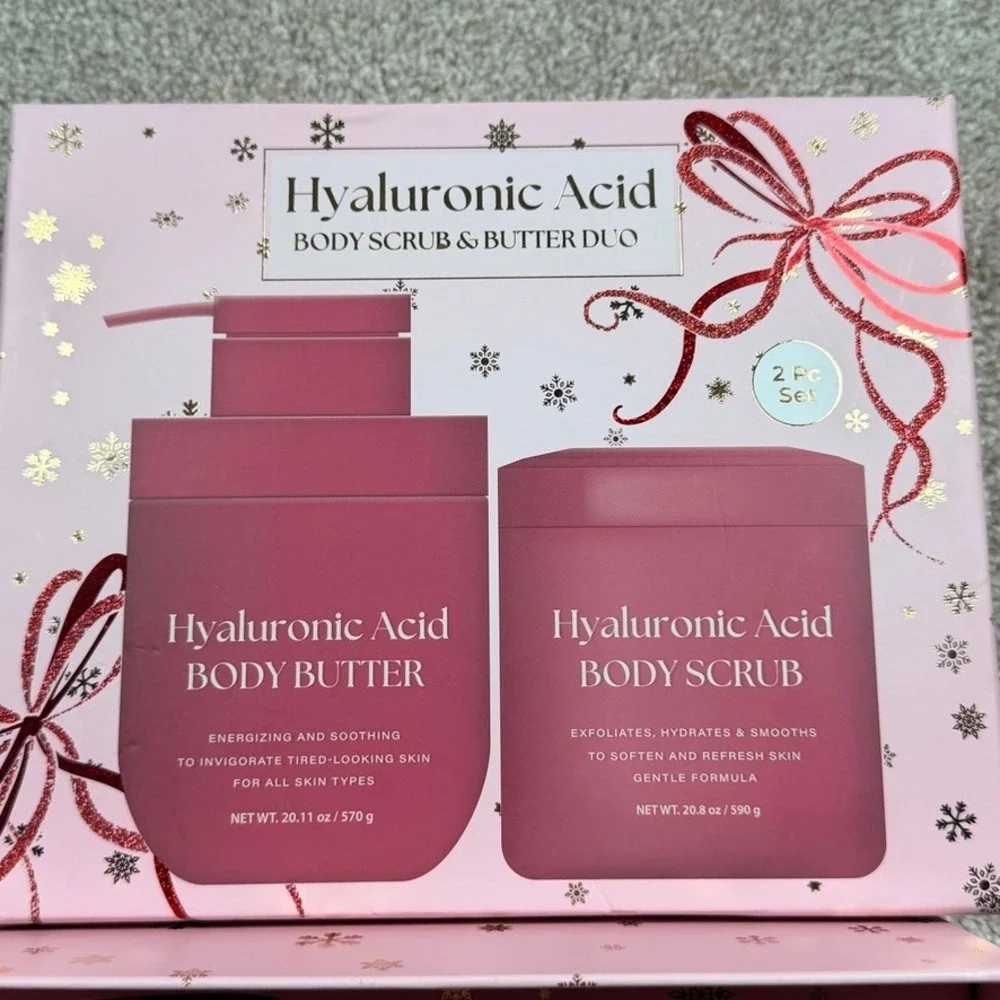 Enchante Accessories Hyaluronic Acid Body Scrub & Butter Duo 2 Pc Gift Set Pink